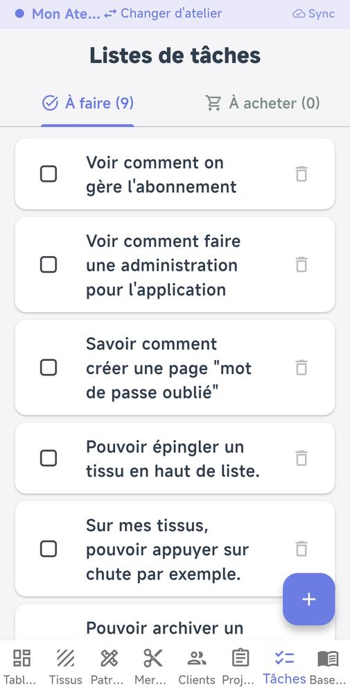 Une todo liste intégrée à l'application